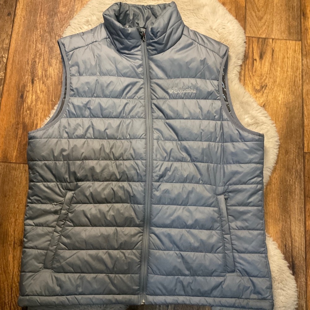 Columbia Omni-Heat Vest Size Large Gray Men's Insulated Zipper Pocket